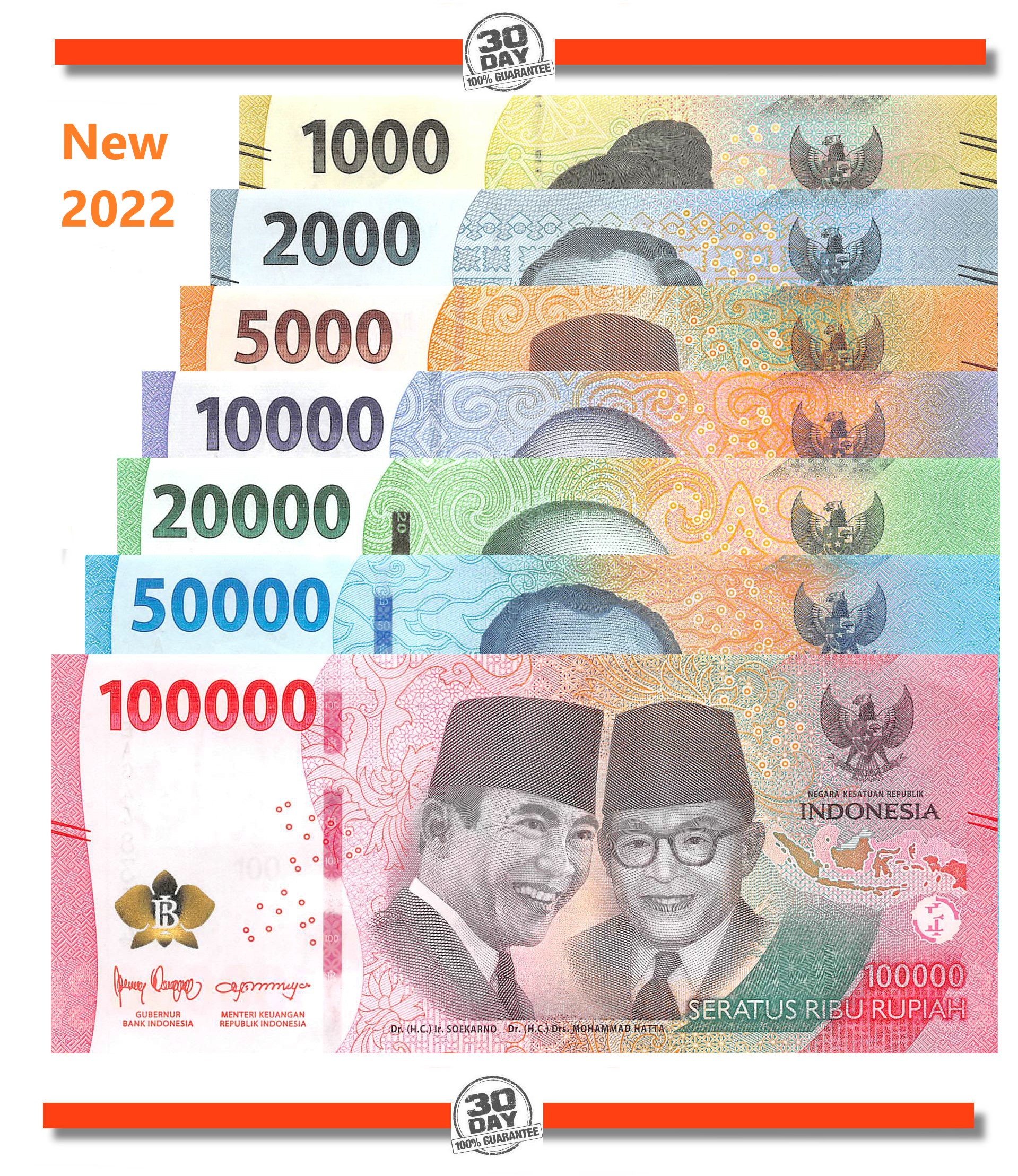 Indonesia 1000 Rupiah 2022 Pick NEW B617 Set 10 PCS