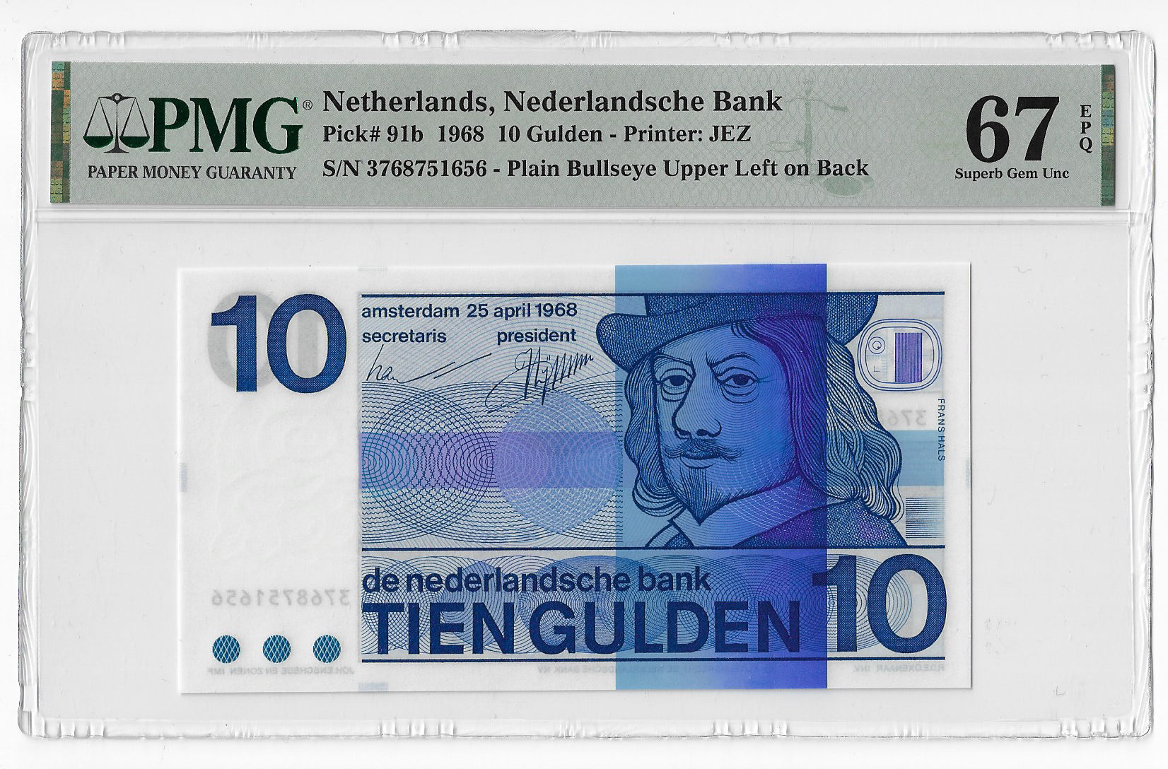 Netherlands 10 Gulden 1968 Unc PMG 67 EPQ
