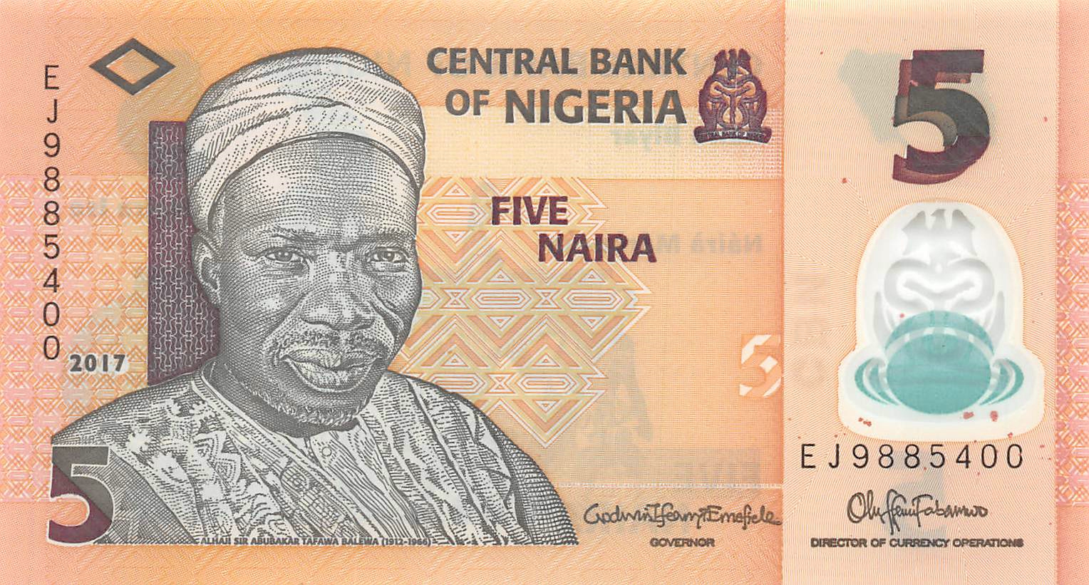 Nigeria 5 Naira 2017 Unc Polymer