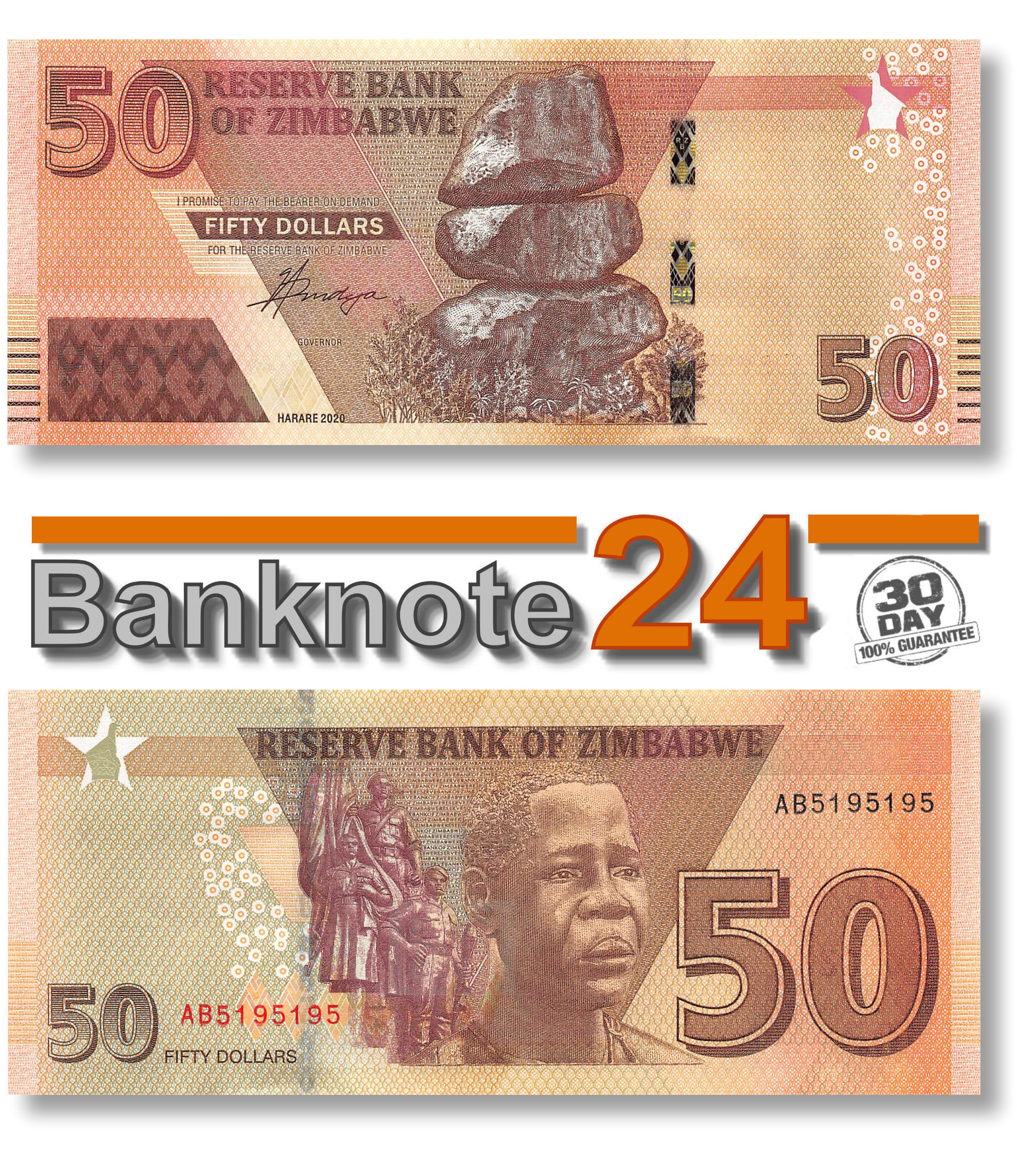 Zimbabwe 50 Dollars Banknote, 2020, P-105, UNC